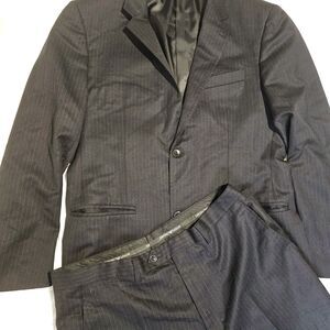 Emporio Armani Suit US 44 Blazer Coat US 36 Pants 100% Wool Super 180s Black
